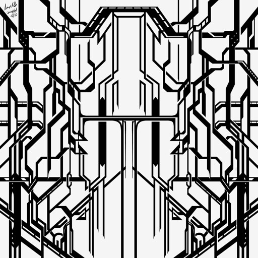 A futuristic metropolis of an unfathomable size. No signs of life can be seen or heard. Signed by Alex FB, 2025/08/10.