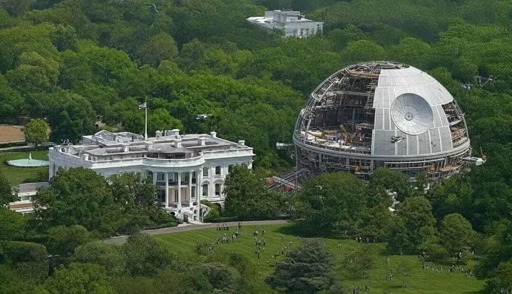 Photo of the White House with an under construction Death Star